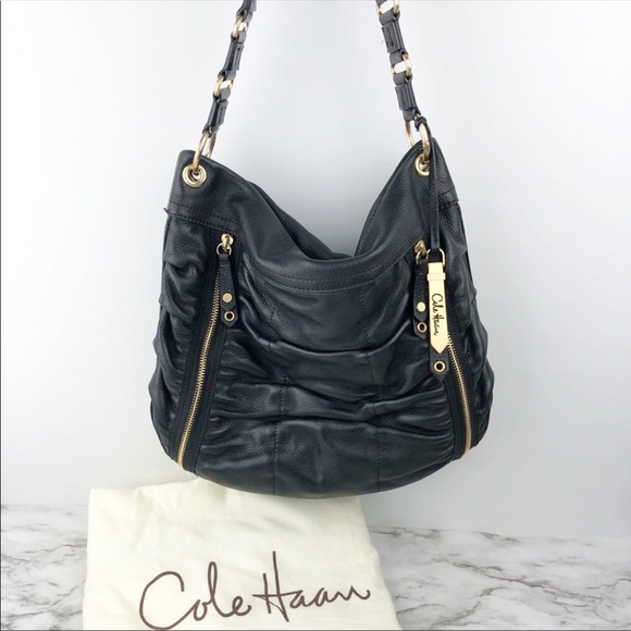 Cole Haan Handbags - Cole Haan Bailey Ruched Black Leather Hobo